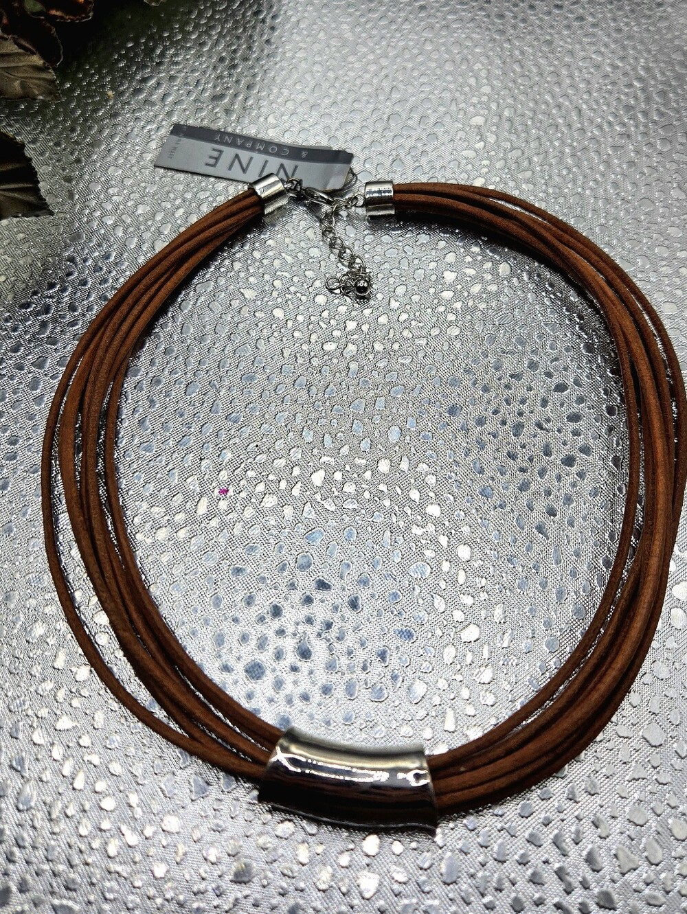 "5/$40" NWT Nine West Leather Multistrand Brown Leather Corded Necklace W/Slide